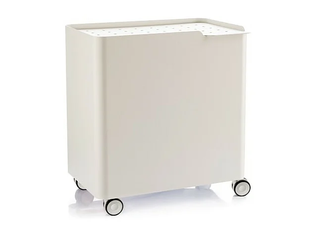 Panier à linge LUCCA sur roulettes – 60 L, 2 compartiments, fermeture douce, structure métallique blanche