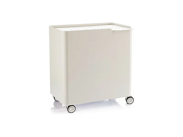 Panier à linge LUCCA sur roulettes – 60 L, 2 compartiments, fermeture douce, structure métallique blanche