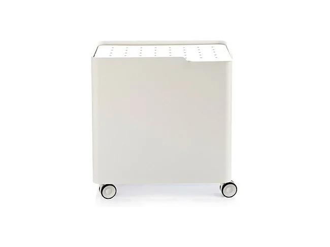 Panier à linge LUCCA sur roulettes – 60 L, 2 compartiments, fermeture douce, structure métallique blanche