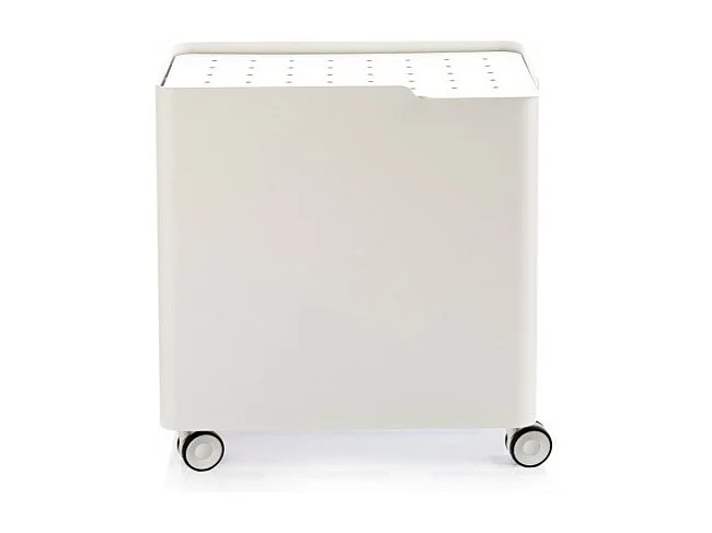 Cesto porta biancheria LUCCA con ruote – 60 L, 2 scomparti, chiusura soft, struttura metallica bianca