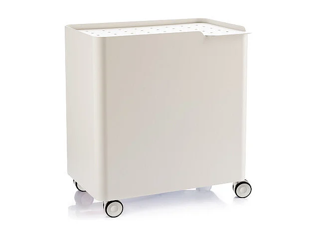 Cesto porta biancheria LUCCA con ruote – 60 L, 2 scomparti, chiusura soft, struttura metallica bianca