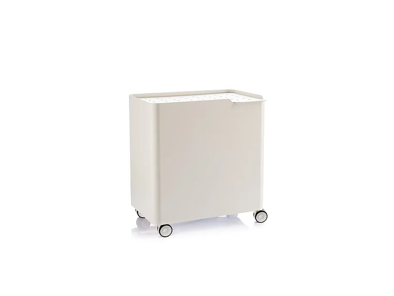DON HIERRO - Cesto de ropa con ruedas LUCCA, 60L, 2 compartimentos, cierre suave, estructura metálica blanca-