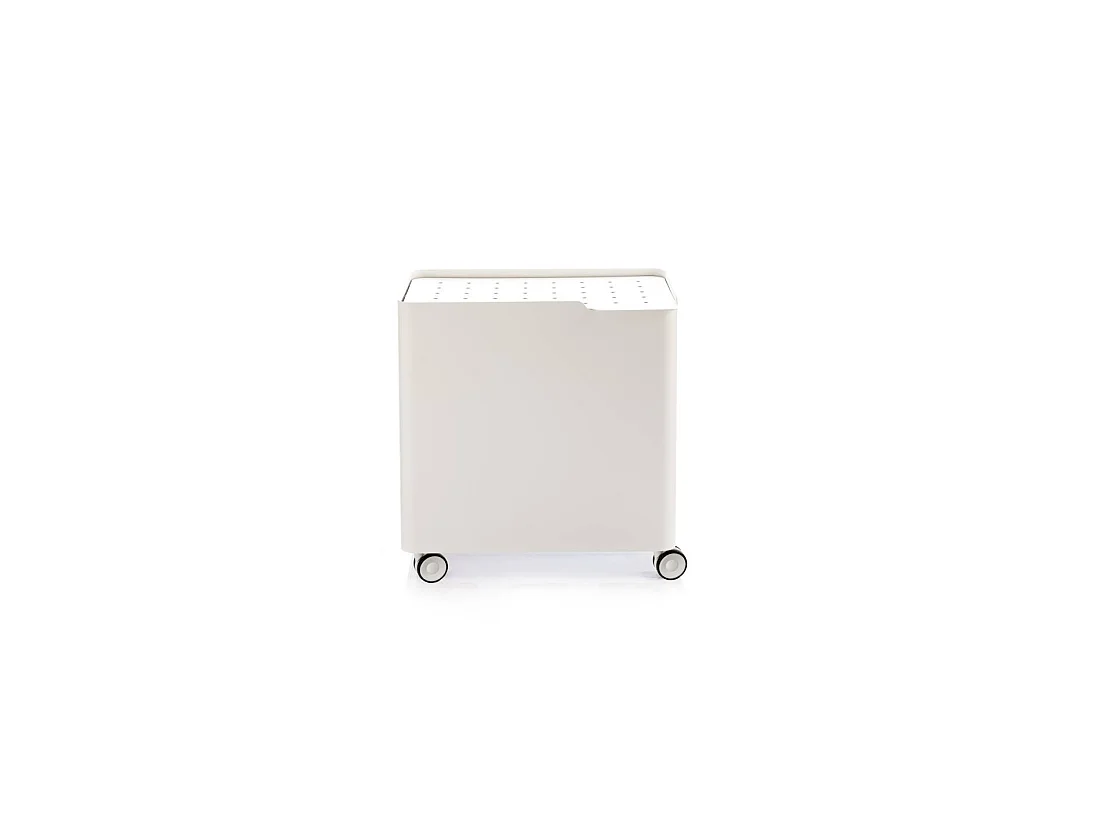 DON HIERRO - Cesto de ropa con ruedas LUCCA, 60L, 2 compartimentos, cierre suave, estructura metálica blanca-