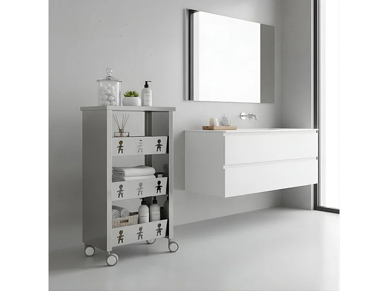 Carrello con ruote portatutto, 83,50 x 43,50 x 30,50 cm. BALI