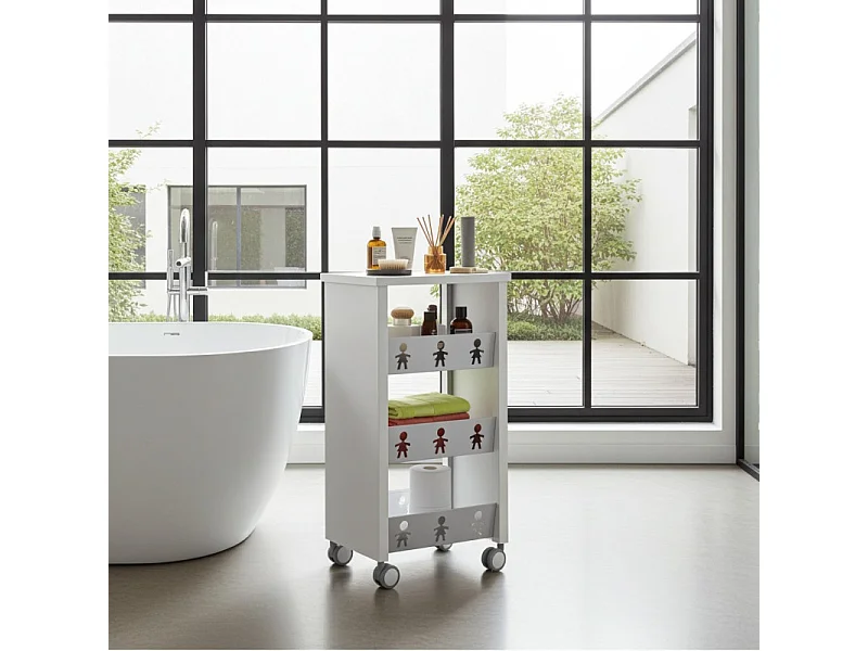 Carrello con ruote portatutto, 83,50 x 43,50 x 30,50 cm. BALI