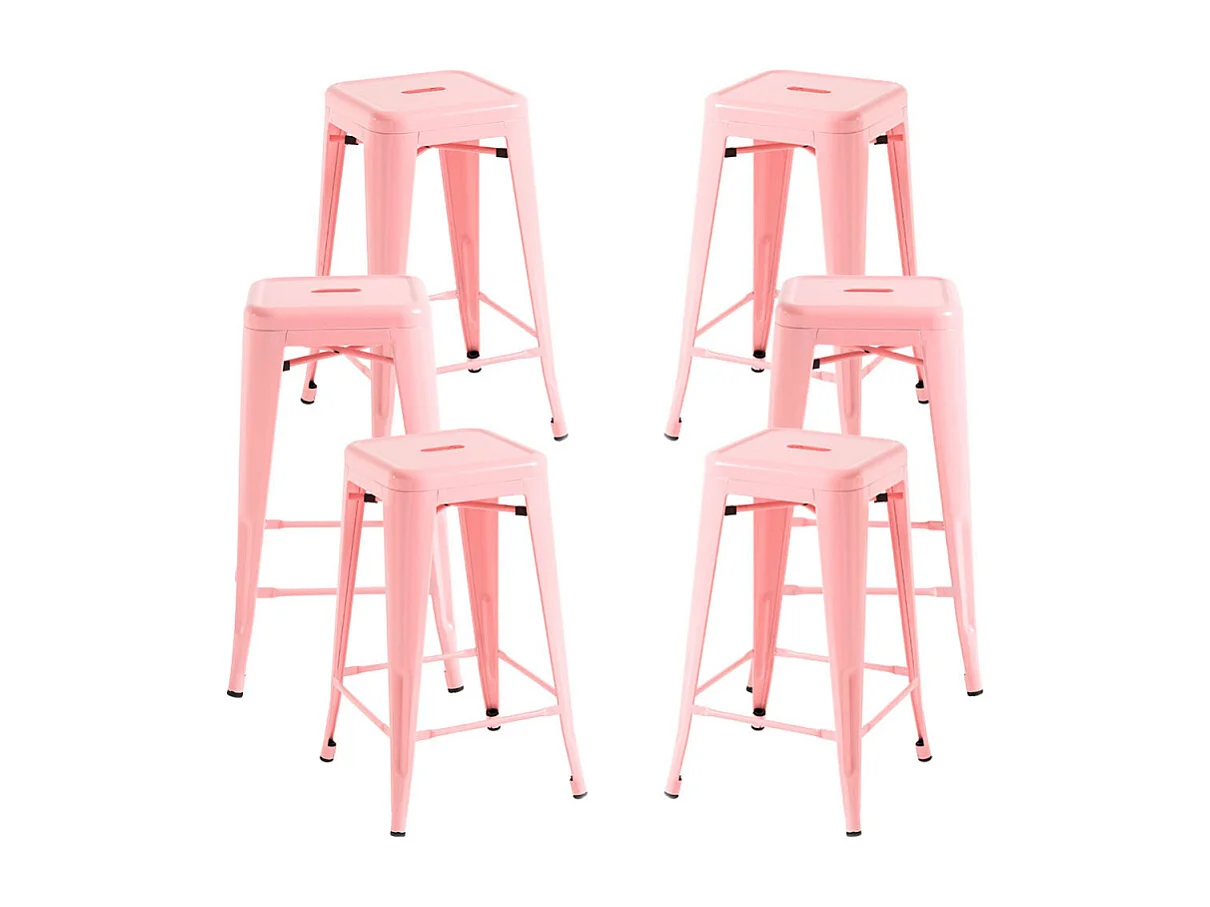 Lote de 6 Taburetes Torix Bajos - Rosa