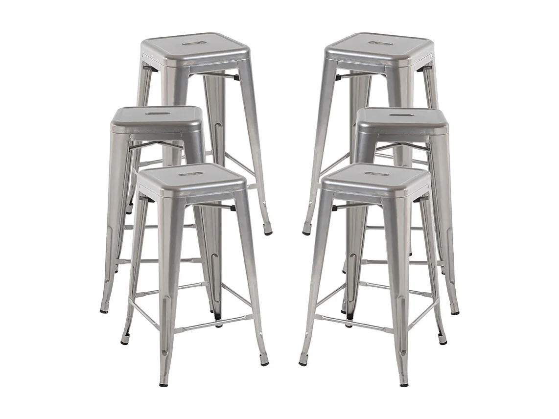 Lote de 6 Taburetes Torix Bajos - Gris metalizado