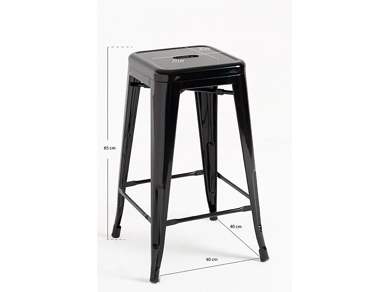 Lote de 4 Taburetes Torix Bajos - Negro