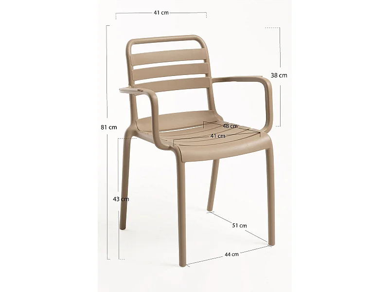 Sillas Jardín - Silla Belia con Brazos - Beige