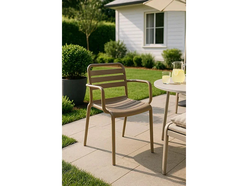 Sillas Jardín - Silla Belia con Brazos - Beige