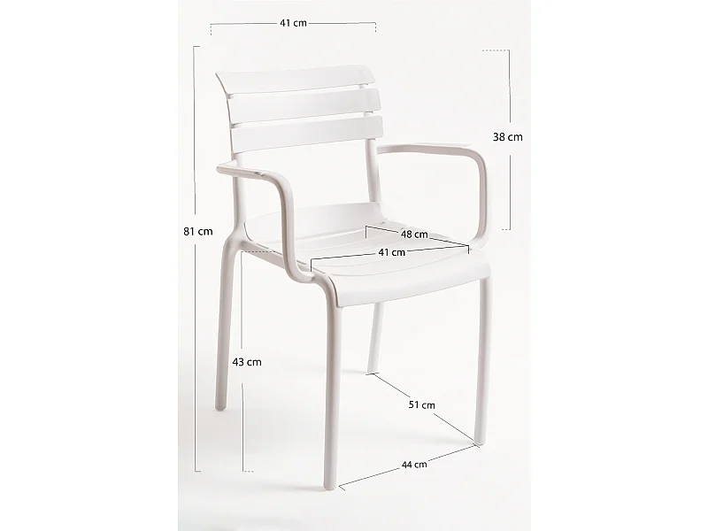 Sillas Jardín - Silla Lamix con Brazos - Blanco