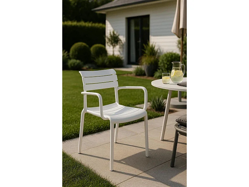Sillas Jardín - Silla Lamix con Brazos - Blanco