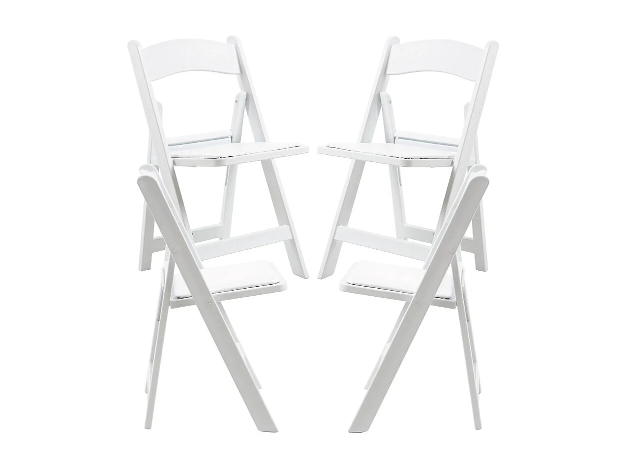 Sillas Plegables - Pack 4 Sillas Gala Plegable con Cojín efecto Madera - Blanco