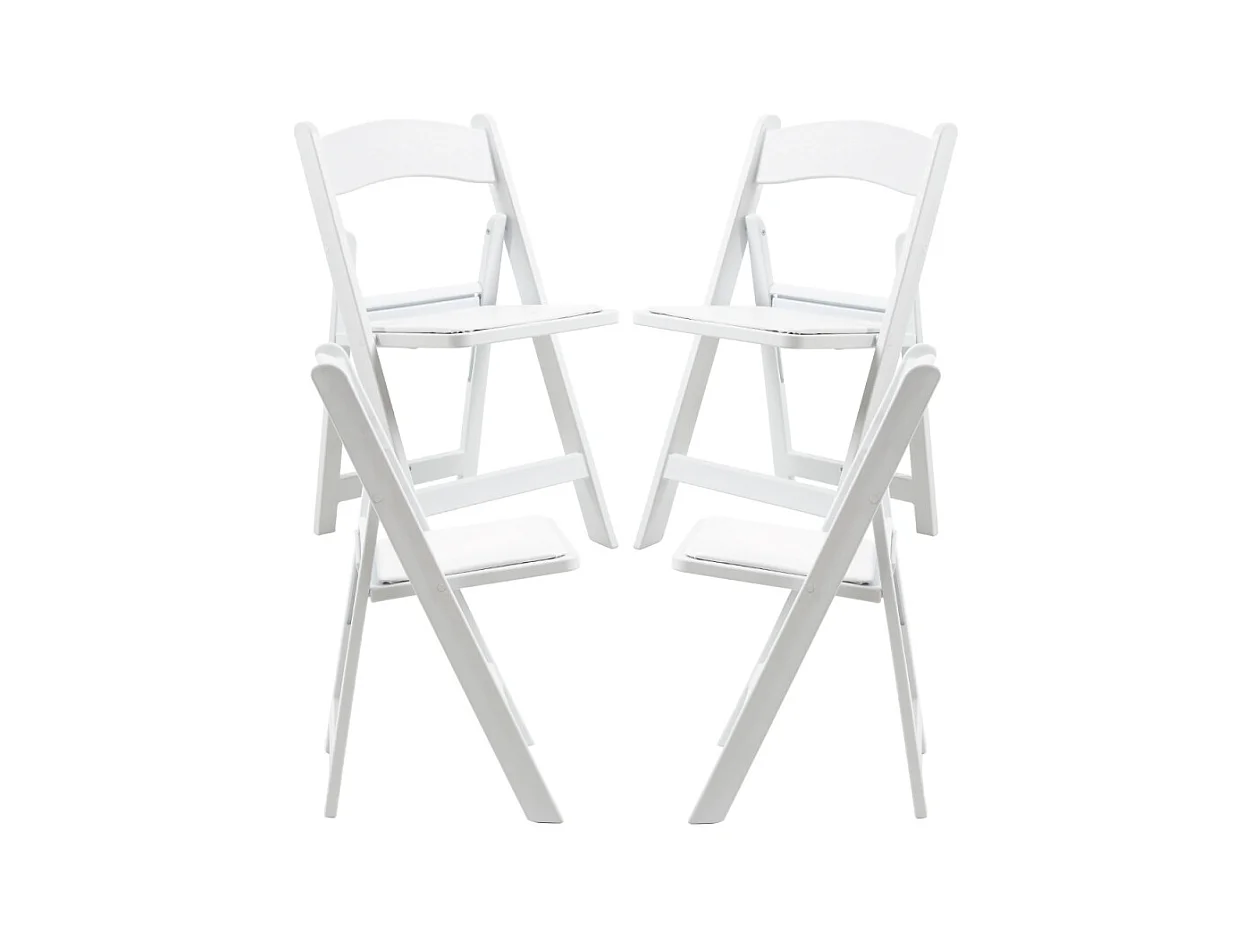 Sillas Plegables - Pack 4 Sillas Gala Plegable con Cojín efecto Madera - Blanco
