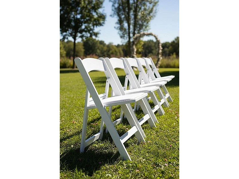 Sillas Plegables - Pack 4 Sillas Gala Plegable con Cojín efecto Madera - Blanco