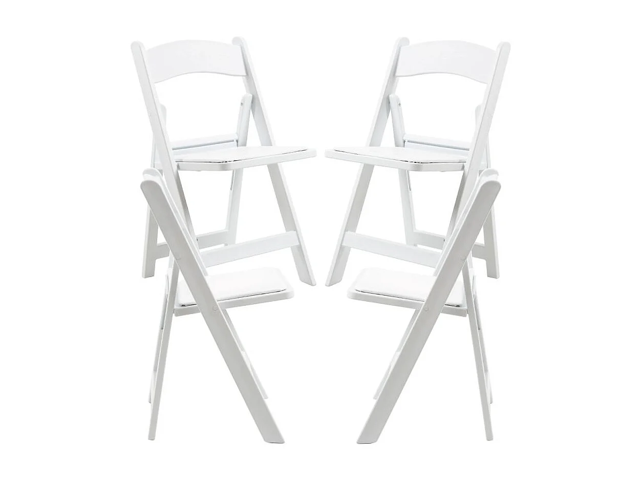 Sillas Plegables - Pack 4 Sillas Gala Plegable con Cojín efecto Madera - Blanco