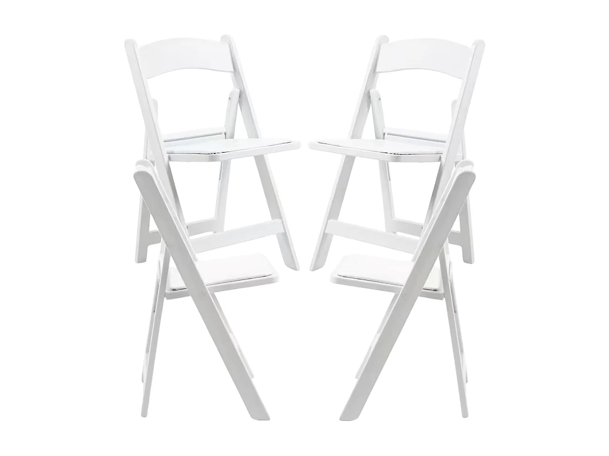 Sillas Plegables - Pack 4 Sillas Gala Plegable con Cojín efecto Madera - Blanco