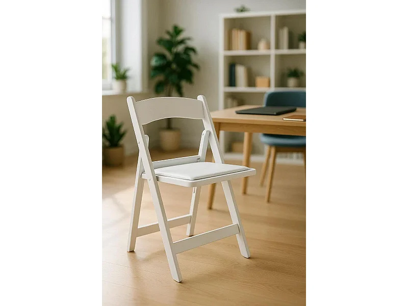 Sillas Plegables - Pack 4 Sillas Gala Plegable con Cojín efecto Madera - Blanco
