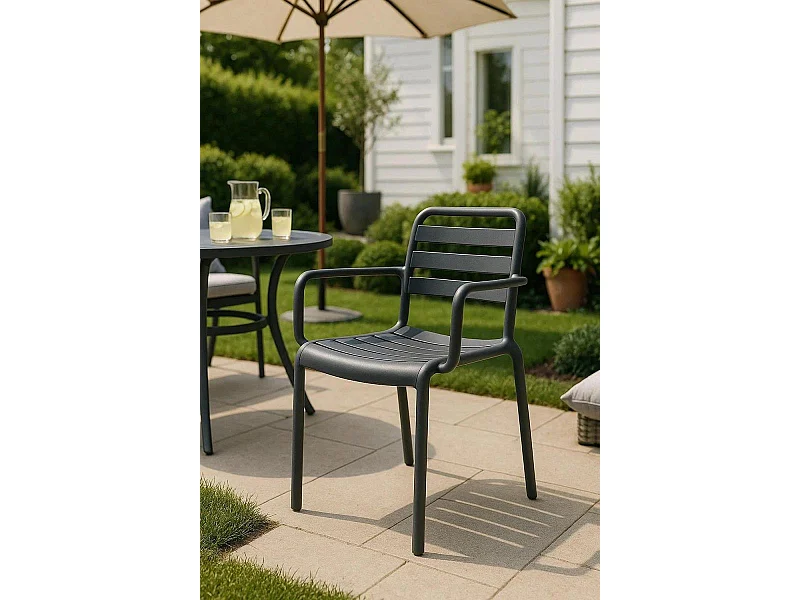 Sillas Jardín - Silla Belia con Brazos - Gris oscuro