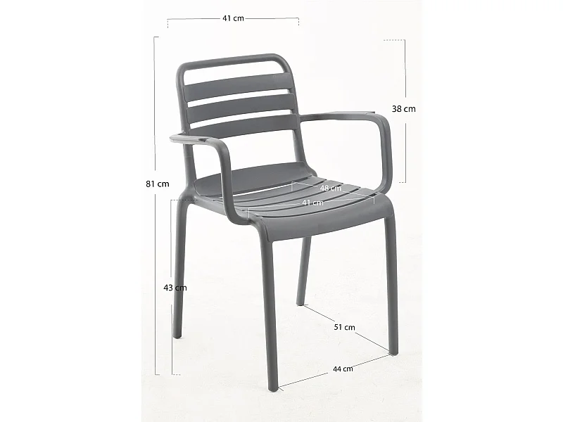 Sillas Jardín - Silla Belia con Brazos - Gris oscuro