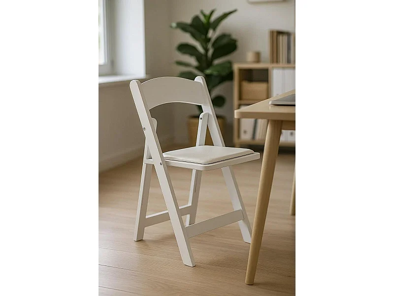 Sillas Plegables - Pack 4 Sillas Plegables Wala Madera para Escritorio y Comedor - Blanco