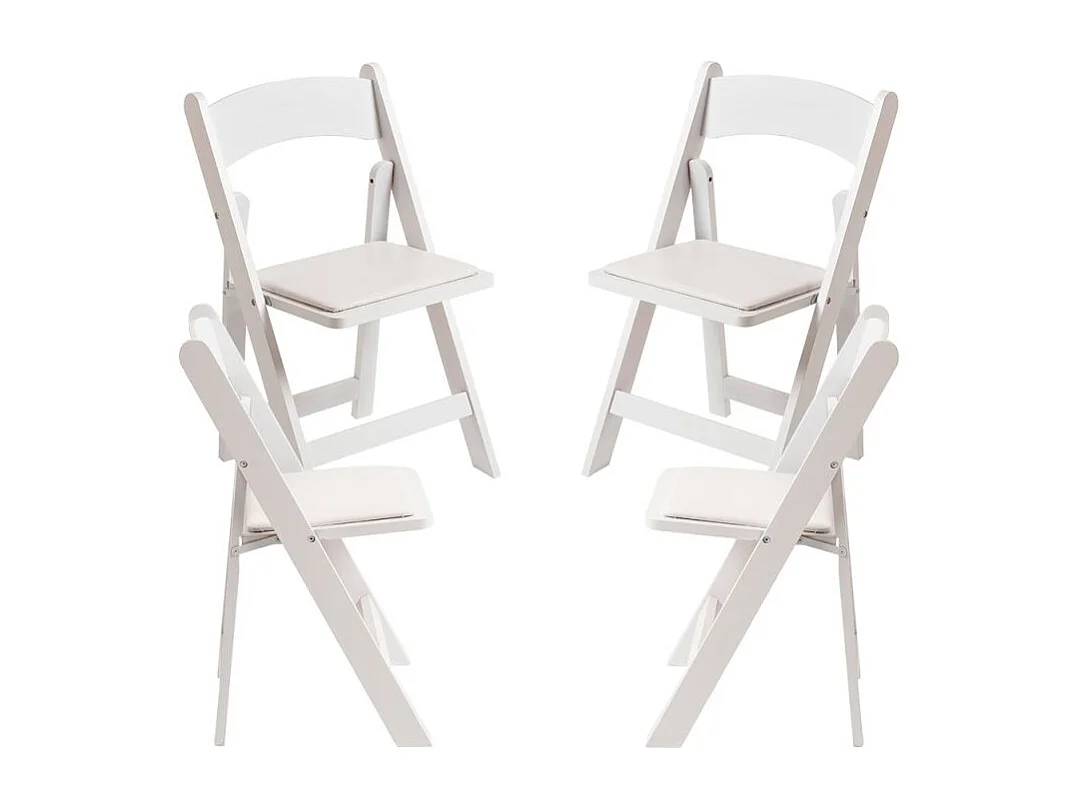 Sillas Plegables - Pack 4 Sillas Plegables Wala Madera para Escritorio y Comedor - Blanco