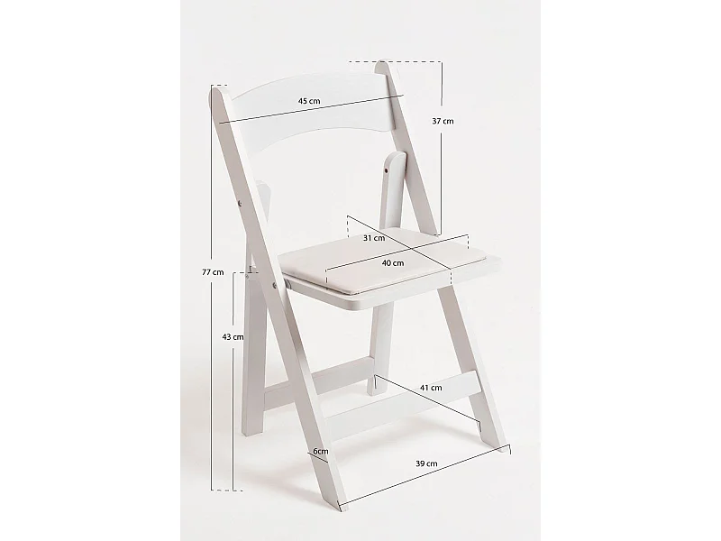 Sillas Plegables - Pack 4 Sillas Plegables Wala Madera para Escritorio y Comedor - Blanco