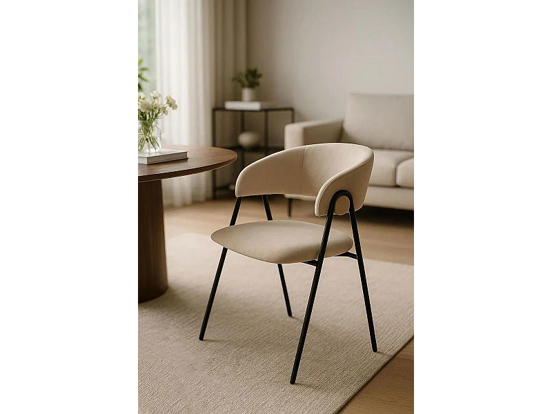 Sillas Comedor - Silla Mihu Black Terciopelo - Beige