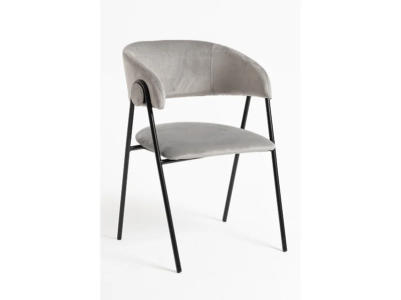 Sillas Comedor - Silla Mihu Black Terciopelo - Gris claro