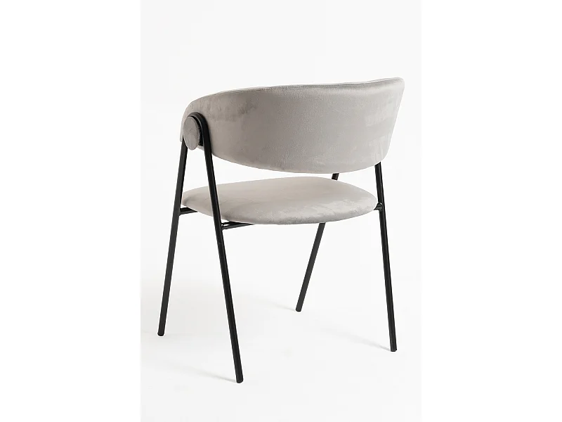 Sillas Comedor - Silla Mihu Black Terciopelo - Gris claro