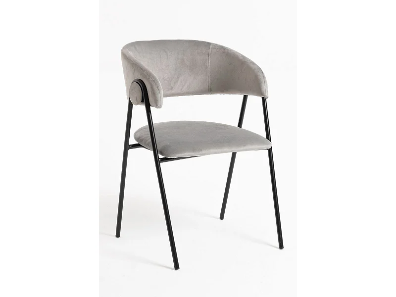 Sillas Comedor - Silla Mihu Black Terciopelo - Gris claro