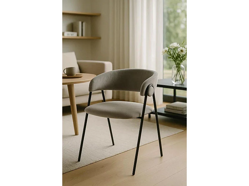 Sillas Comedor - Silla Mihu Black Terciopelo - Gris claro
