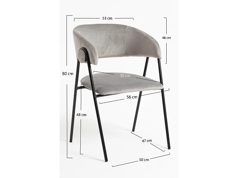 Sillas Comedor - Silla Mihu Black Terciopelo - Gris claro