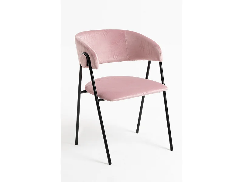 Sillas Comedor - Silla Mihu Black Terciopelo - Rosa
