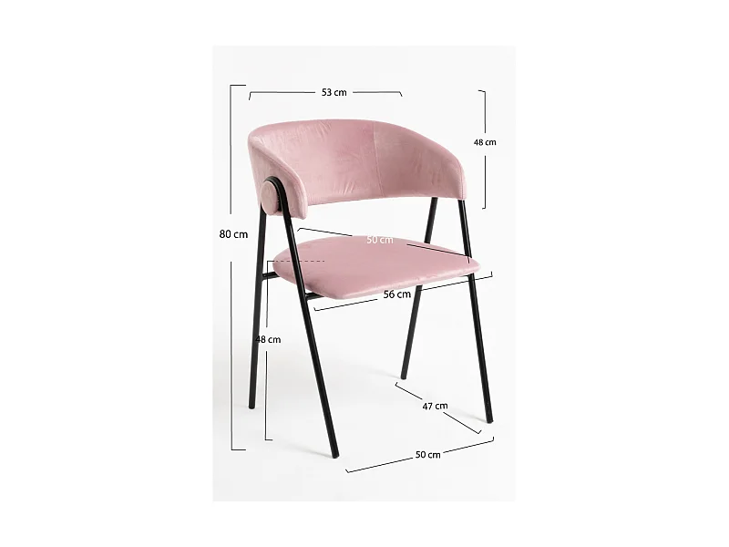Sillas Comedor - Silla Mihu Black Terciopelo - Rosa