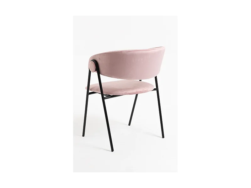 Sillas Comedor - Silla Mihu Black Terciopelo - Rosa