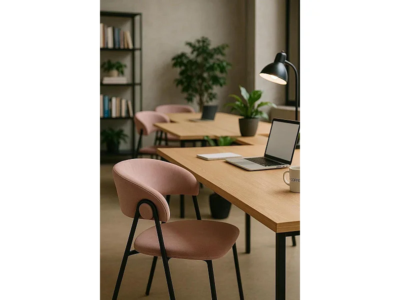 Sillas Comedor - Silla Mihu Black Terciopelo - Rosa
