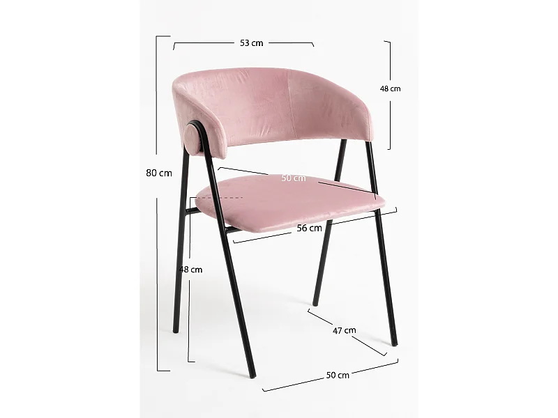 Sillas Comedor - Silla Mihu Black Terciopelo - Rosa
