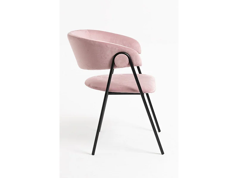 Sillas Comedor - Silla Mihu Black Terciopelo - Rosa