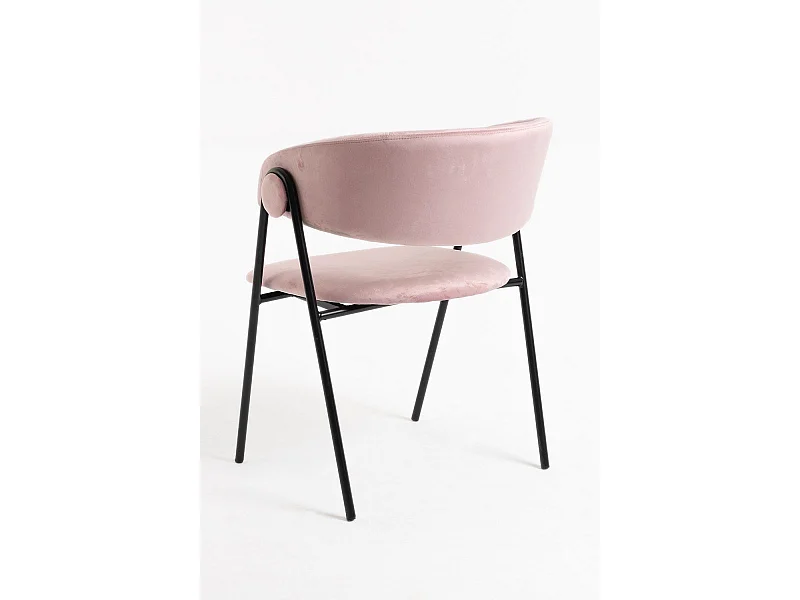 Sillas Comedor - Silla Mihu Black Terciopelo - Rosa
