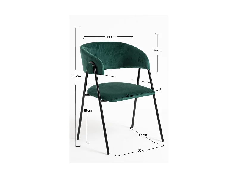 Sillas Comedor - Silla Mihu Black Terciopelo - Verde