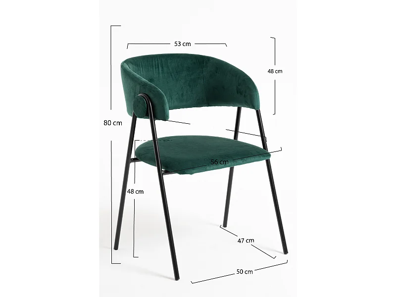 Sillas Comedor - Silla Mihu Black Terciopelo - Verde