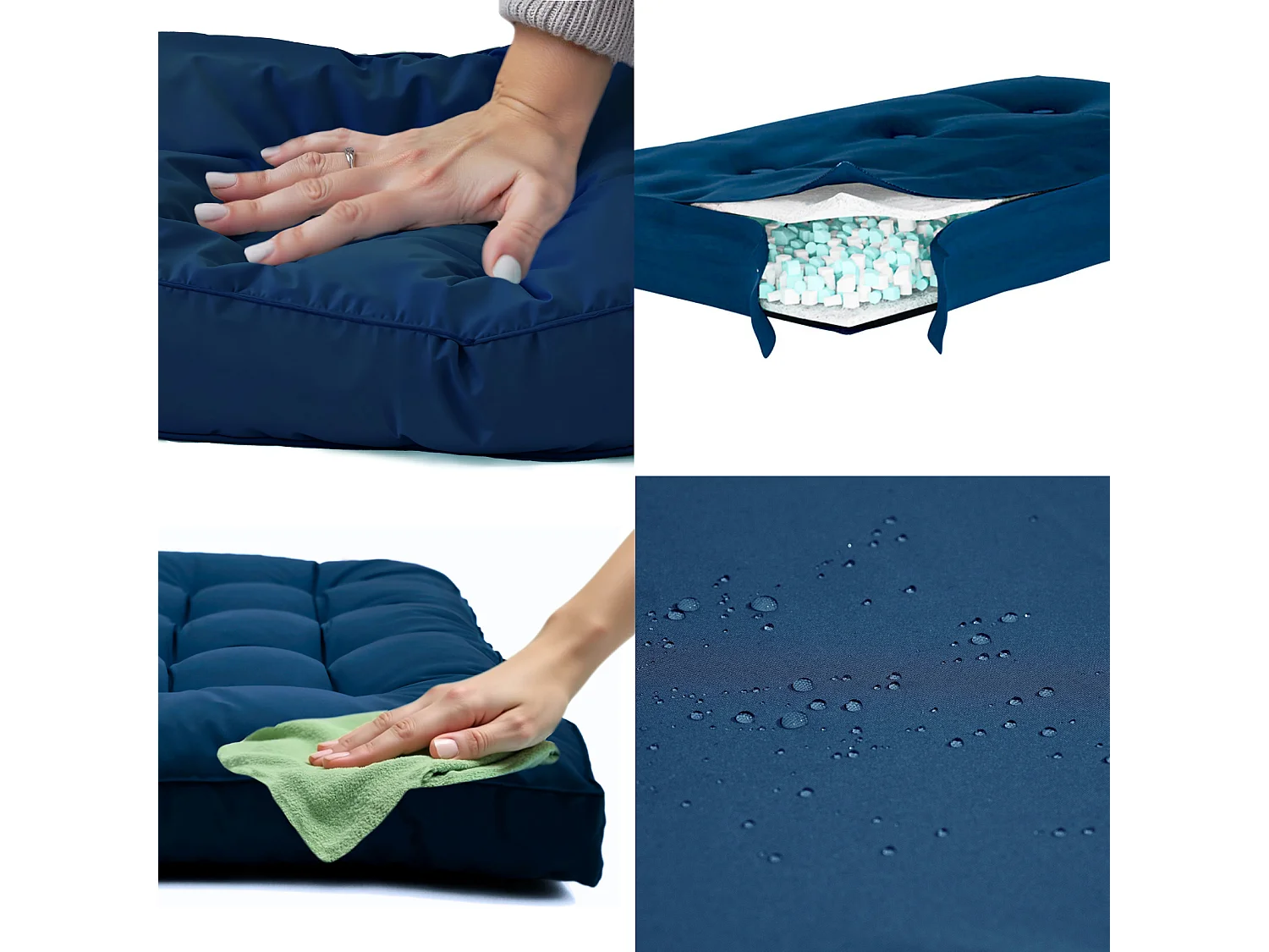 Coussins pour salon de jardin capitonné 100x50cm Bleu petrole