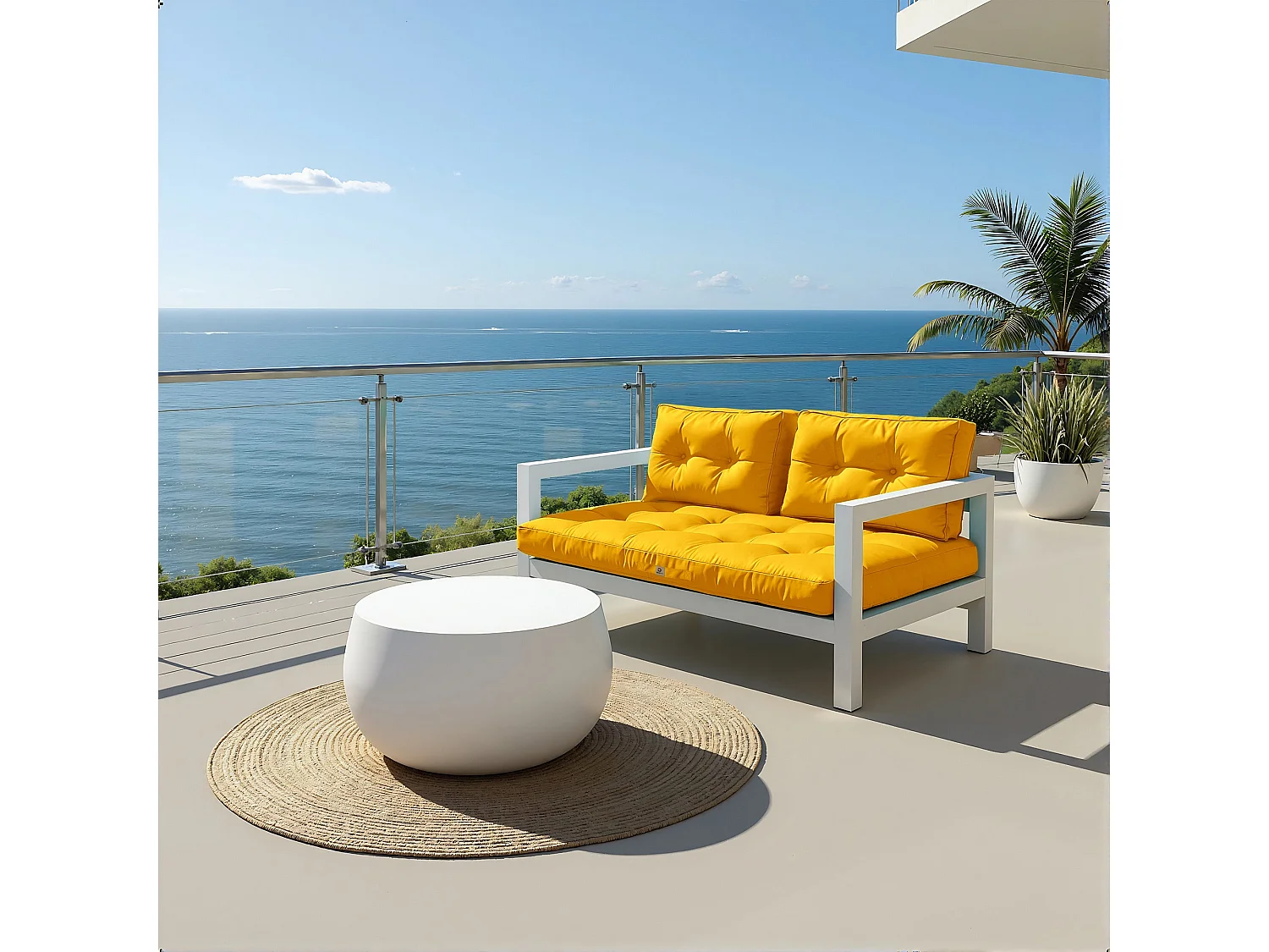 Coussins pour salon de jardin capitonné 100x50cm jaune