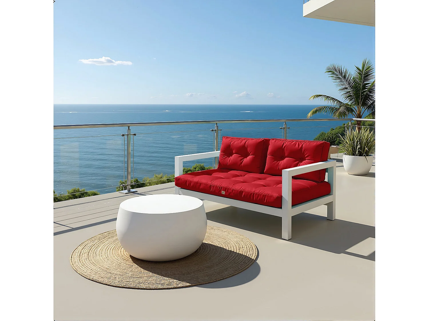 Coussins pour salon de jardin capitonné 120x60cm rouge