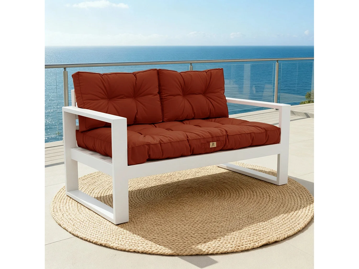 Coussins pour salon de jardin capitonné 120x60cm Terracotta