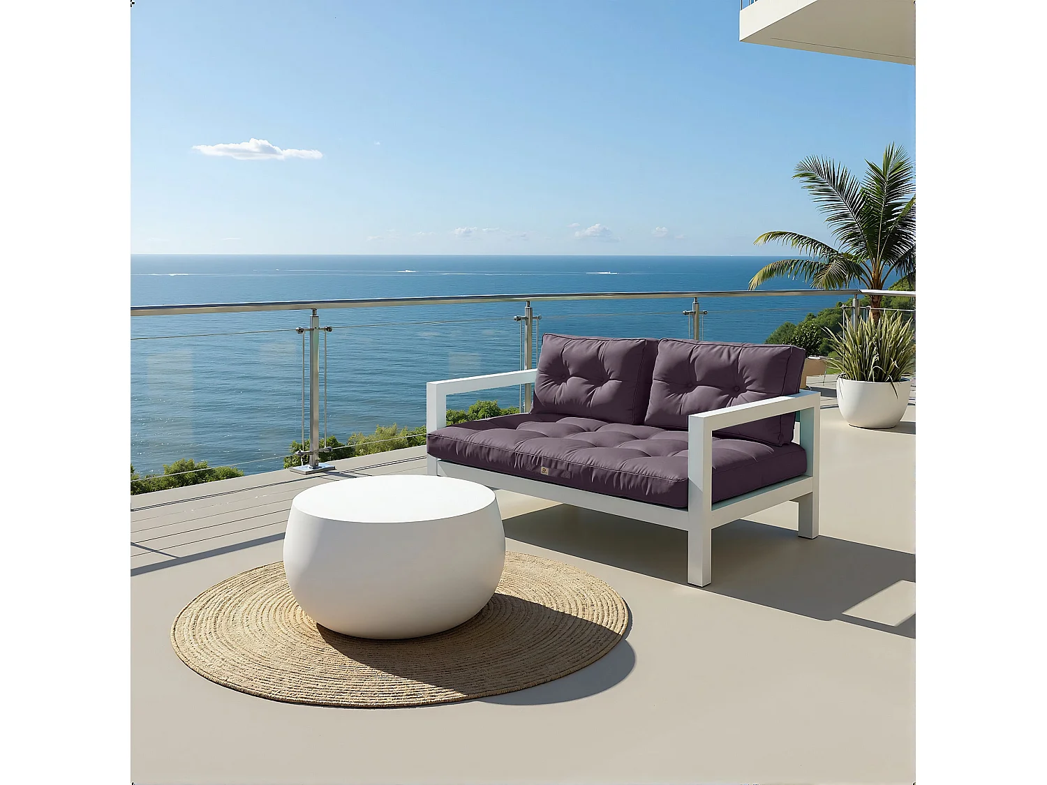 Coussins pour salon de jardin capitonné 120x60cm gris carbone