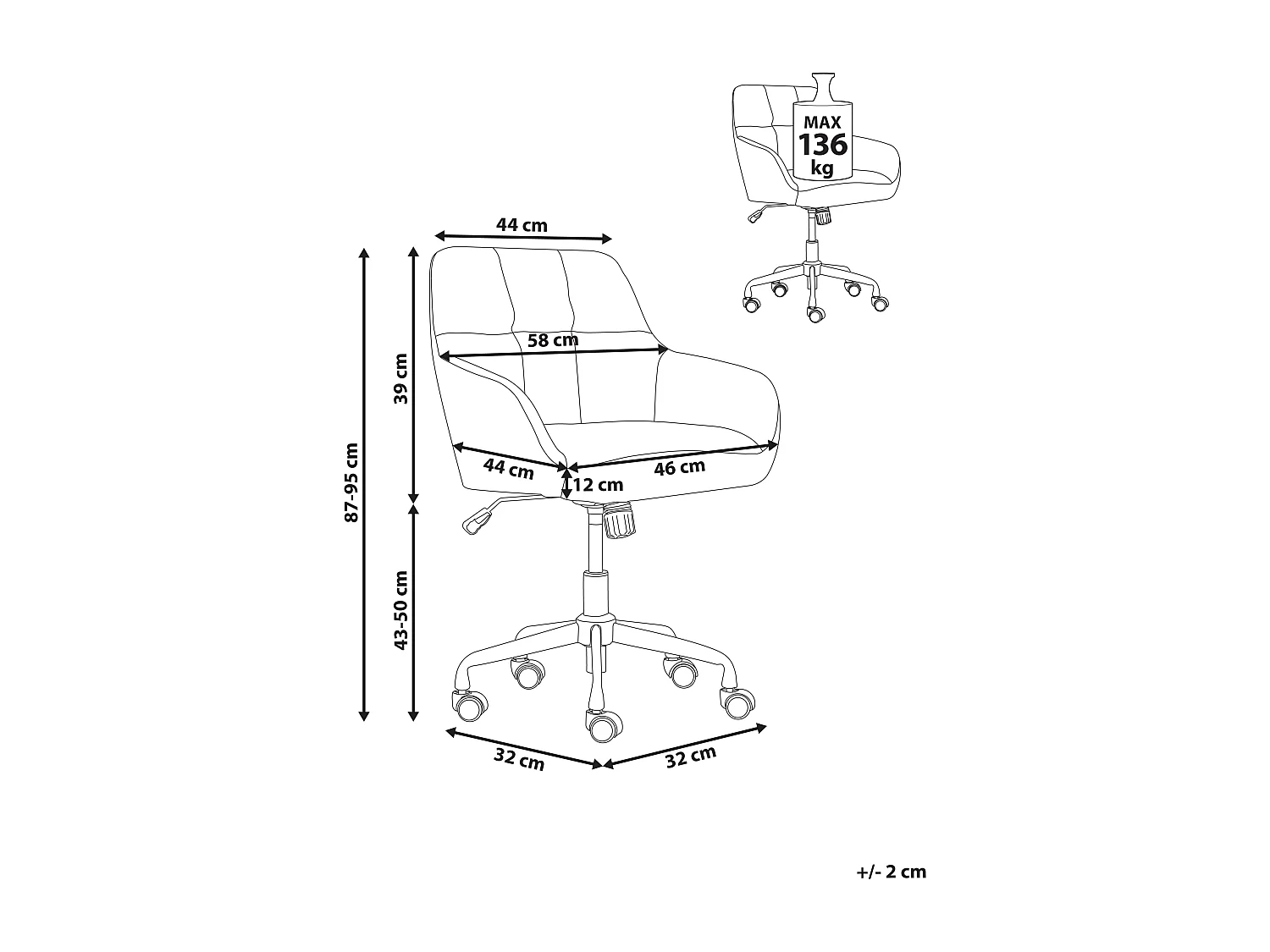 Silla de oficina giratoria PALMDALE Bouclé Beige