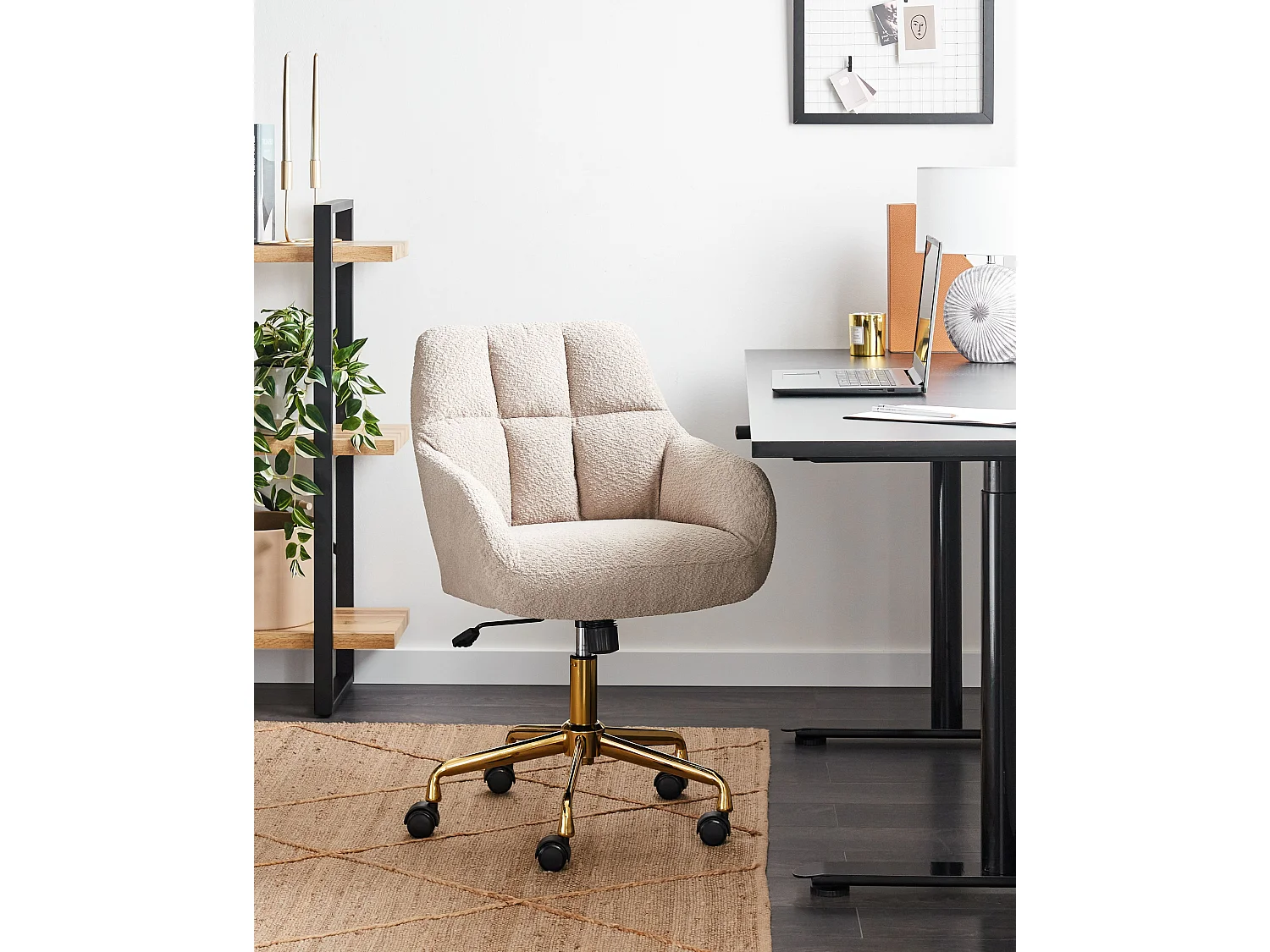 Schreibtischstuhl drehbar PALMDALE Bouclé Beige