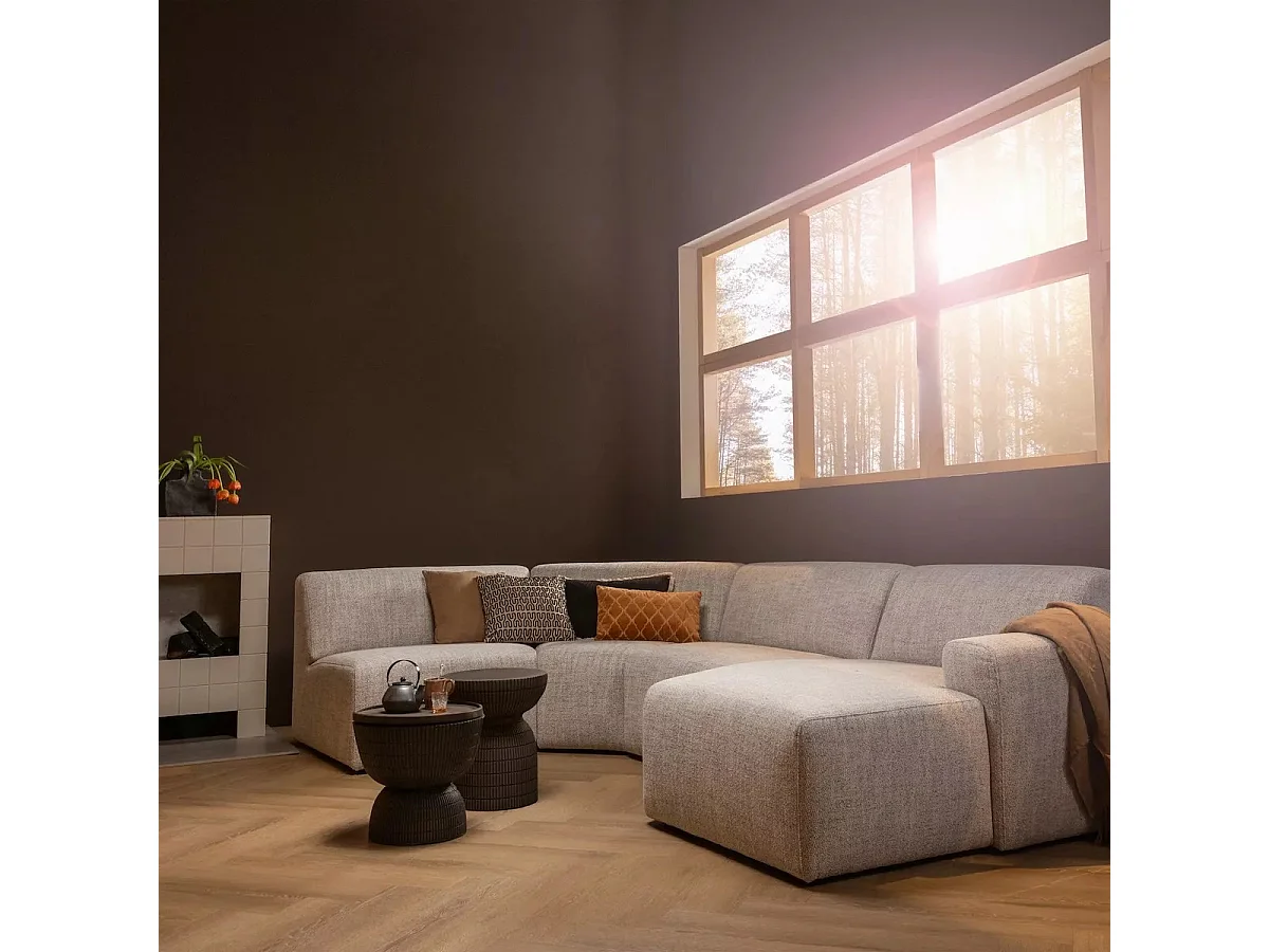 SAMSON - Mesa auxiliar redonda de aspecto hormigón marrón oscuro D37